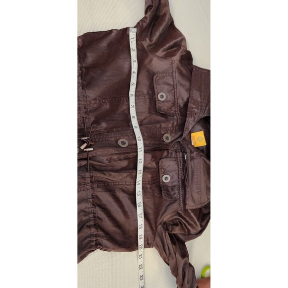 Ruby Rd Shiny Brown Lightweight Jacket Zipper Roll Tab Drawstring Waist Sz 12 - Picture 5 of 10